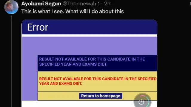 Screenshot of a Waec portal