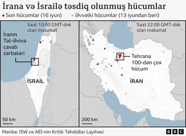 Israil və İrana hücumlar 13 iyundan bəri