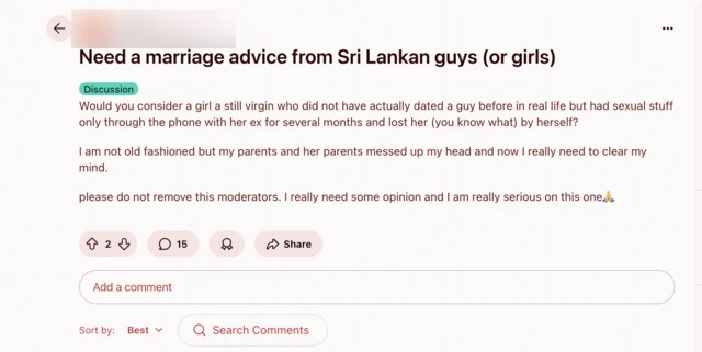 Screenshot of the Reddit post.