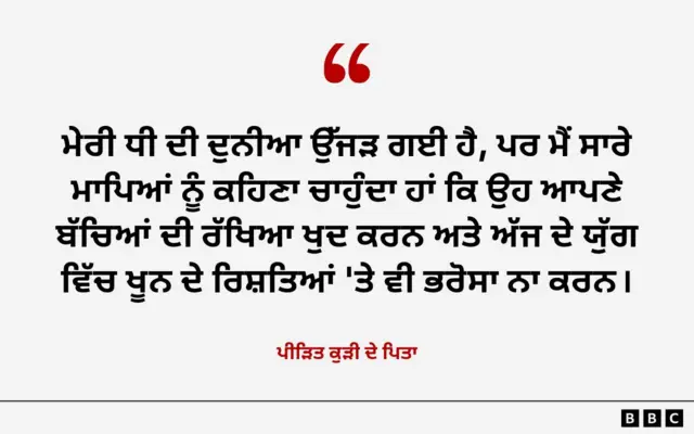 ਪੀੜਿਤ ਕੁੜੀ ਦੇ ਪਿਤਾ