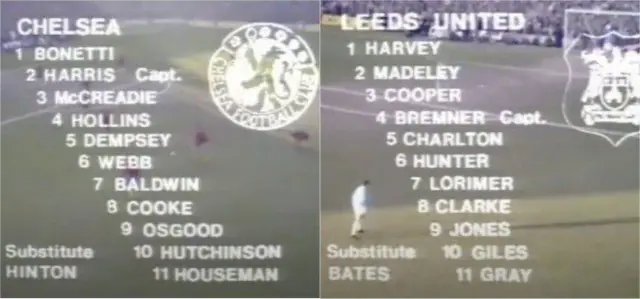 ترکیب اولیه دو تیم لیدز و چلسی در فینال جام حذفی ۱۹۷۰