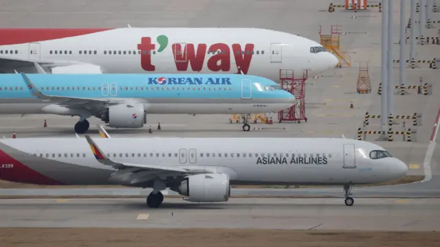Самолеты в южнокорейском аэропорту 