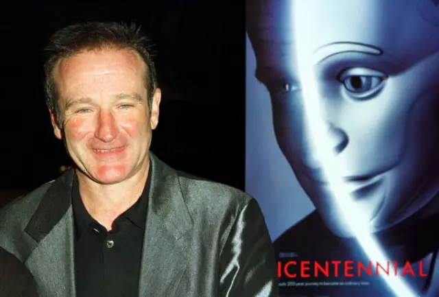 رابین ویلیامز و تصویر رباتی که در فیلم نقش آفرینی کرد