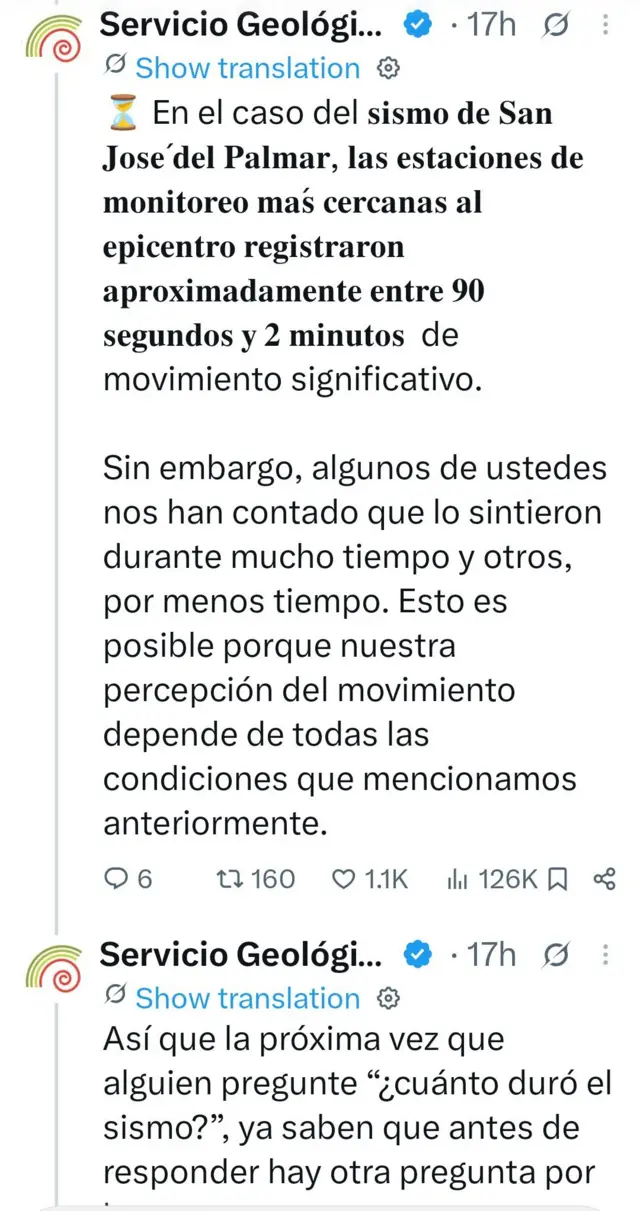 Captura de pantalla de la cuenta de Twitter del SGC.