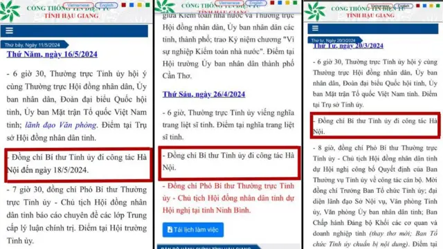 Lịch của Ủy viên Trung ương Đảng Nghiêm Xuân Thành đi công tác Hà Nội