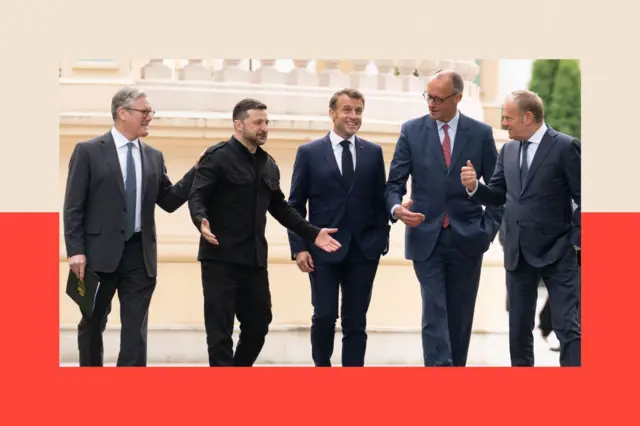 Zelensky rodeado de los principales líderes europeos