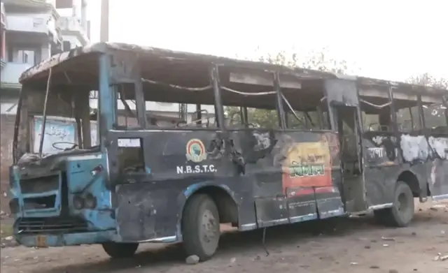 শুক্রবার যে সরকারি বাসে আগুন লাগানো হয়েছিল