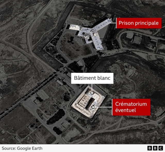 Un graphique de la BBC montrant l'emplacement d'un éventuel crématorium