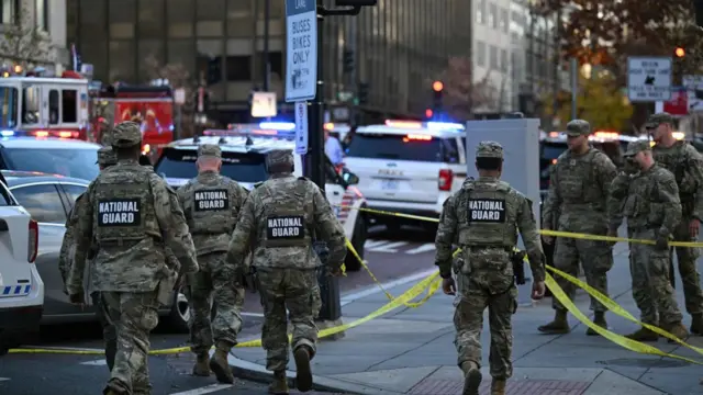 نیروهای گارد ملی امریکا در محل حادثه تیراندازی در واشنگتن