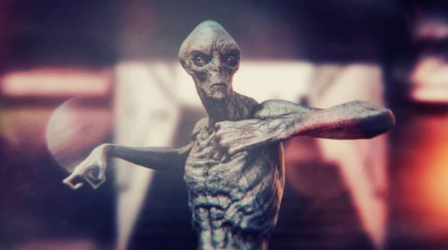 ภาพจากจินตนาการของศิลปิน มักวาดภาพเอเลียนที่คล้ายมนุษย์