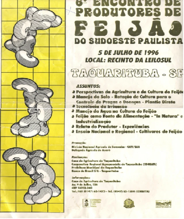 Cartaz de encontro de produtores de feijão em Taquarituba, nos anos 1990