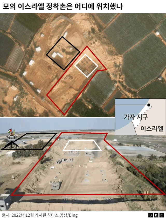 하마스의 훈련 장소 위치를 나타낸 지도