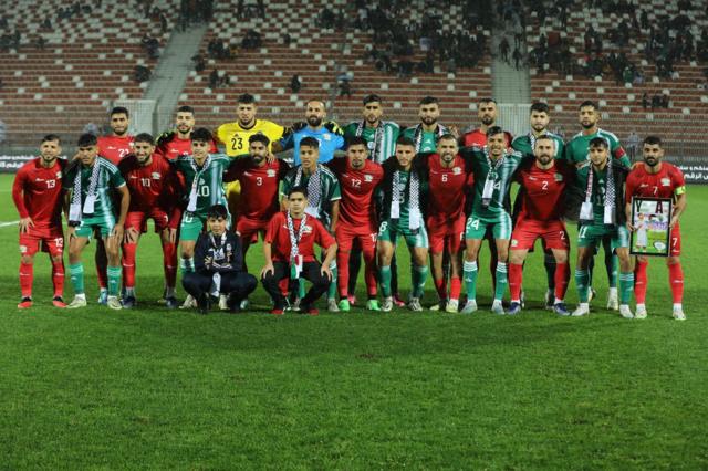 المنتخب الفلسطيني خلال إحدى المباريات الودية التحضيرية