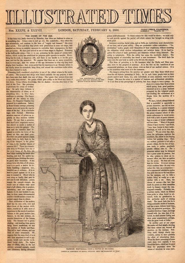 Photo of Florence on the front page of the Times Illustrated magazine in 1856