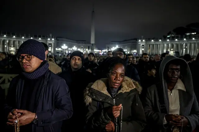 Pipo attend Vatican State Secretary Pietro Parolin Rosary prayers for St. Peter's Square on February 24, 2025 for Vatican City, Vatican