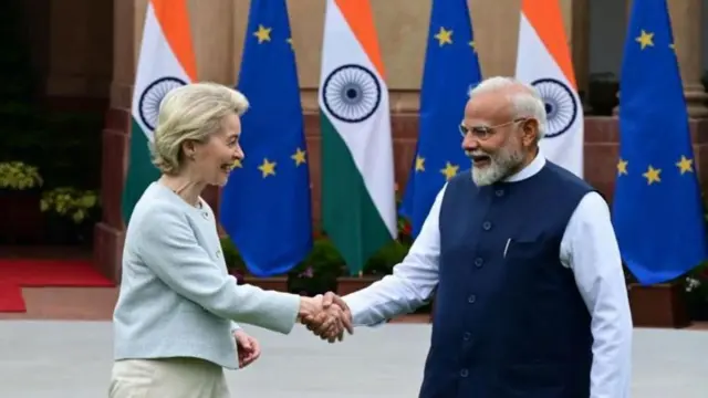 భారత్, ఈయూ అమెరికా నుంచి ఆర్థిక, భౌగోళిక రాజకీయ ఒత్తిడిని ఎదుర్కొంటున్న వేళ ఇరు పక్షాల నడుమ ఈ ఒప్పందం కుదిరింది.