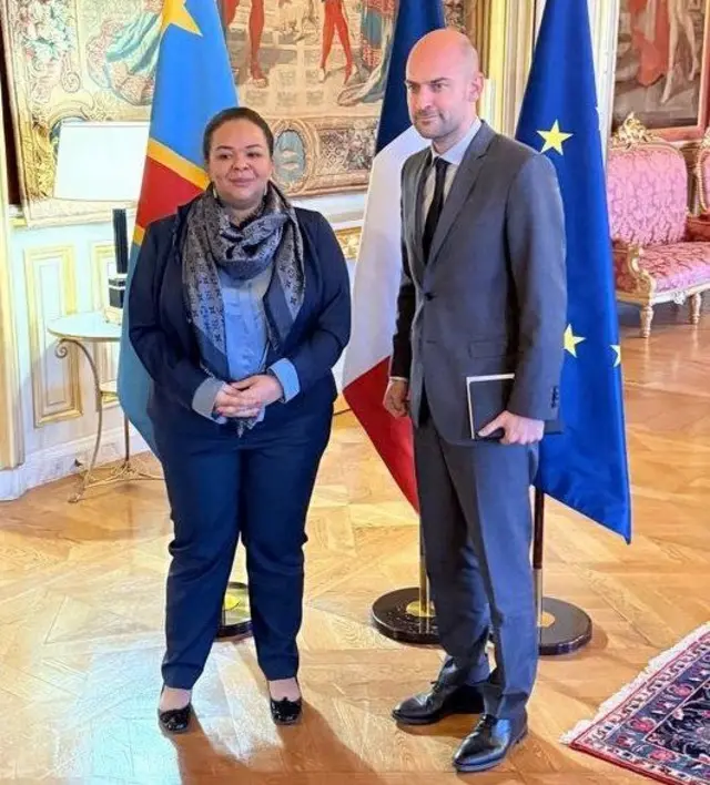 Thérèse Kayikwamba avuga ko we na mugenzi we Noël Barrot baganiriye ku "gusaba ibihano" ku bategetsi b'u Rwanda