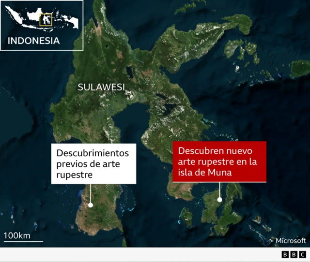 Mapa que indica la localización de las cuevas