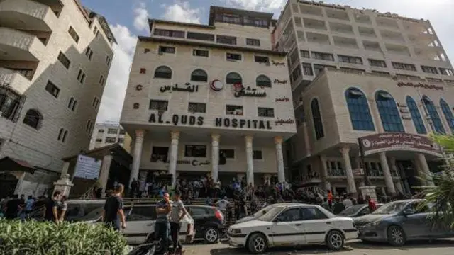 সোমবার তোলা আল-কুদস হাসপাতালের চিত্র