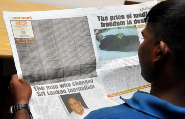 සන්ඩේ ලීඩර් පුවත්පතේ කර්තෘ ලසන්ත වික්‍රමතුංග ජනවාරි 8 වැනි දින තම මෝටර් රථයේ ගමන් ගනිමින් සිටිය දී කොළඹ අත්තිඩියේ දී වෙඩි තබා ඝාතනය කරන ලදී. 2009 ජනවාරි 13 වැනි දින ලසන්ත වික්‍රමතුංගගේ මරණය පිළිබඳ කතුවැකියක් සහිතව පළවූ සන්ඩේ ලීඩර් පිටපත