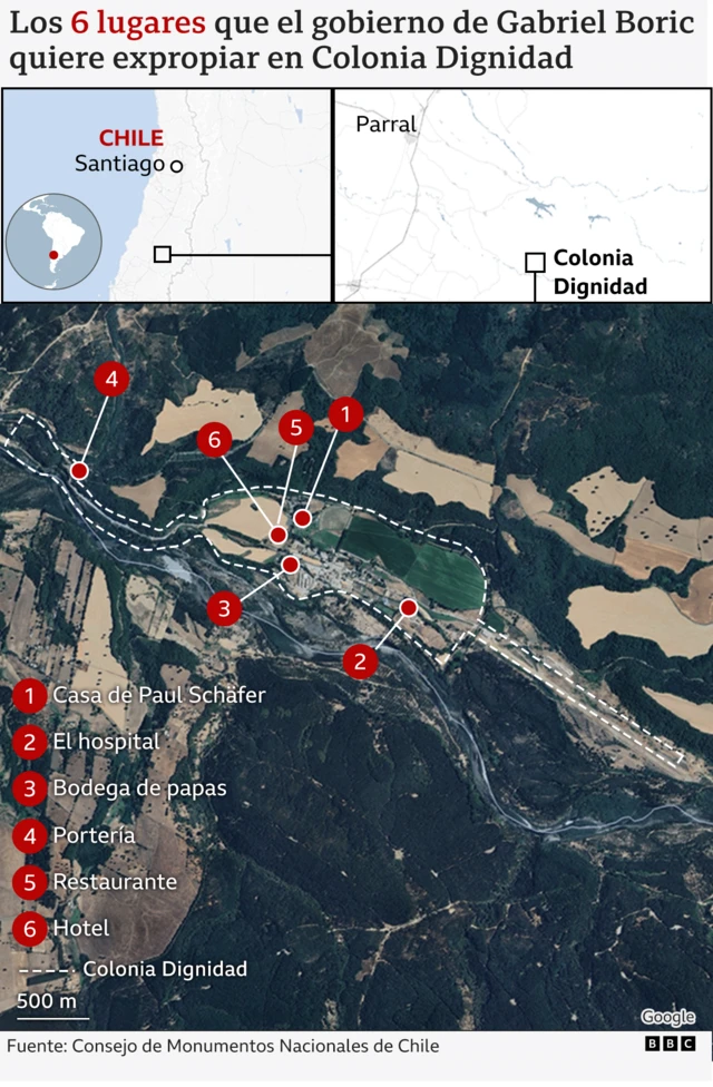 mapa de Colonia Dignidad