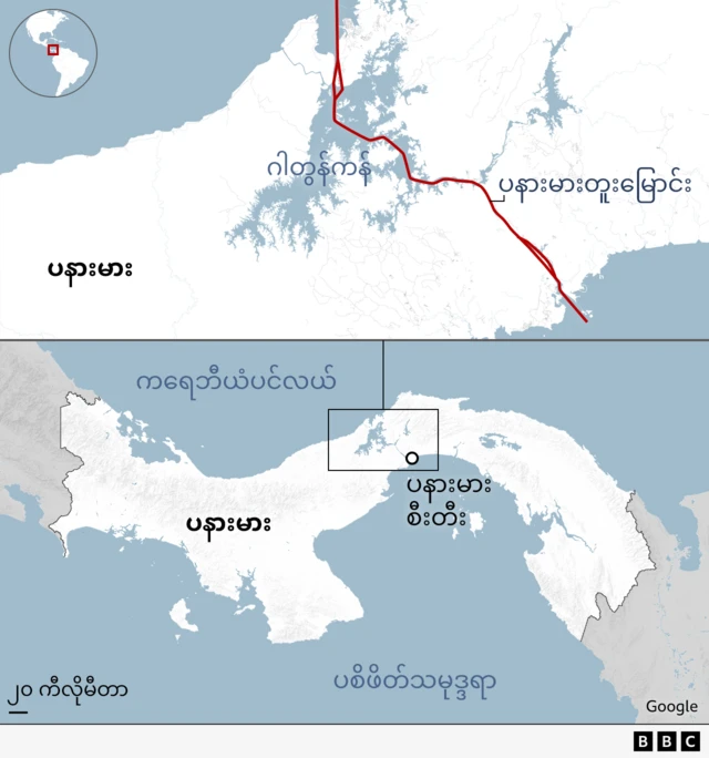 ပနားမား တူးမြောင်းတည်နေရာပြ မြေပုံ