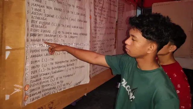 Daftar nama korban yang masih dalam pencarian. 