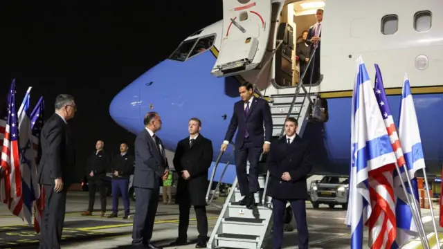 مارکو روبیو در فرودگاه بن گوریون