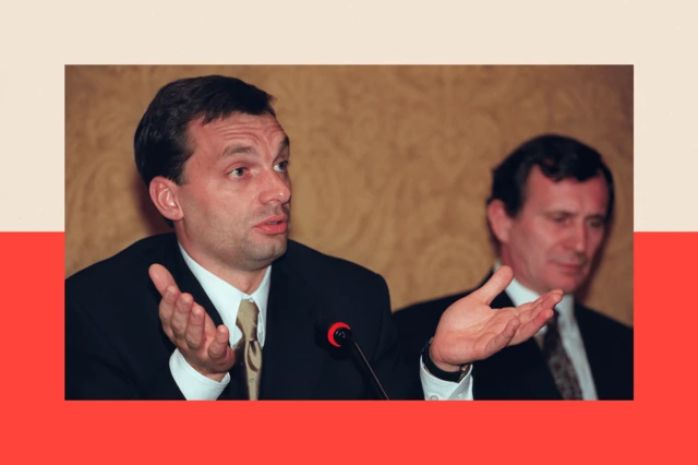 stara fotografija Viktora Orbana na konferenciji za medije 