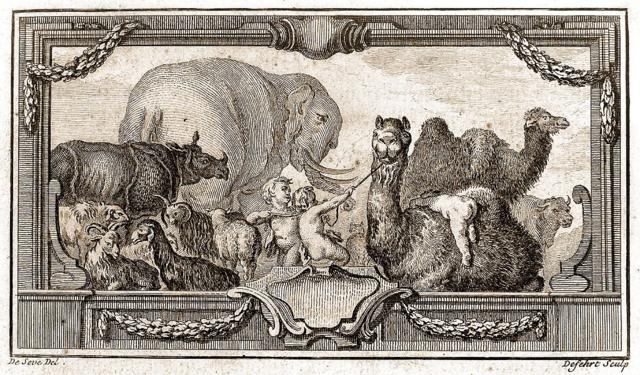 Ilustração com animais e querubins