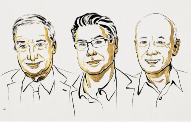 Ilustração de Joel Mokyr, Philippe Aghion e Peter Howitt