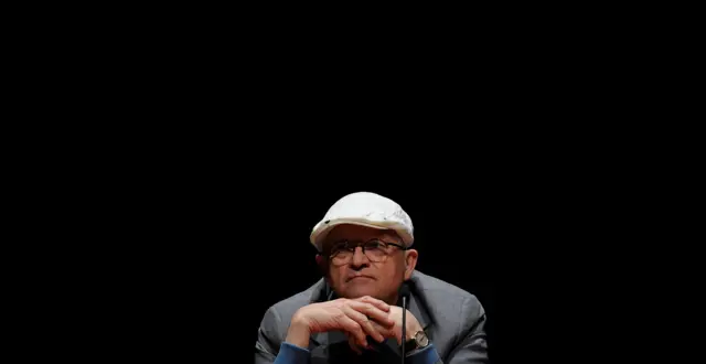 British artist David Hockney listens to a question at a news conference during the presentation of "David Hockney. A Bigger Picture", at the Guggenheim Museum in Bilbao May 14, 2012. 