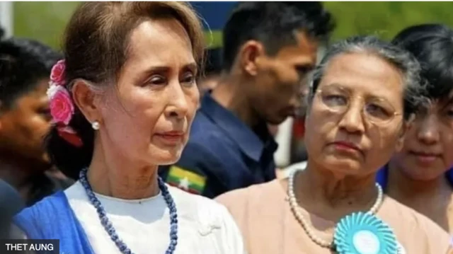 Aung San Suu Kyi and Win Mya Mya