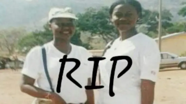 Di late Ijeoma Ilobi wear white polo wit NYSC Face cap while her sister di late Nnenna Ilobi wear white polo. Her hair na black colour. She bin pose wit her sister with NYSC uniform, car and trees dey for di background.