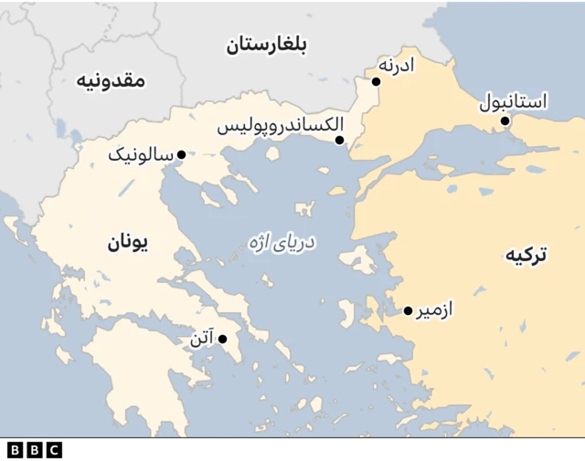 نقشه ترکیه و یونان