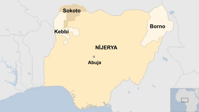 Nijerya haritası üzerinde ABD'nin IŞİD'e saldırdığı bölge görülüyor