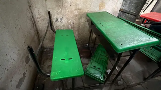 पळशी गावातील शाळेच्या बाकांची अवस्था.