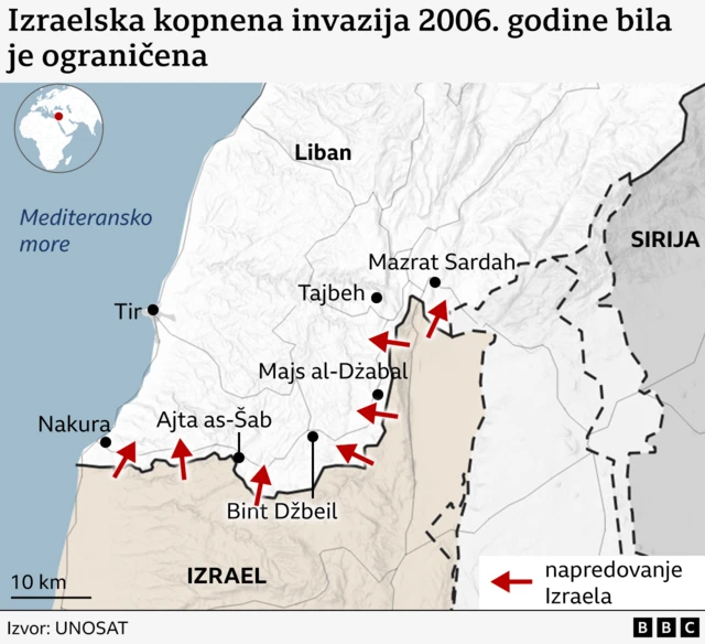 Mapa drugog libanskog rata 2006. godine