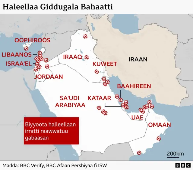 Biyyoota Giddugala Bahaa Iraan haleellaa nurratti raawwatte jedhan