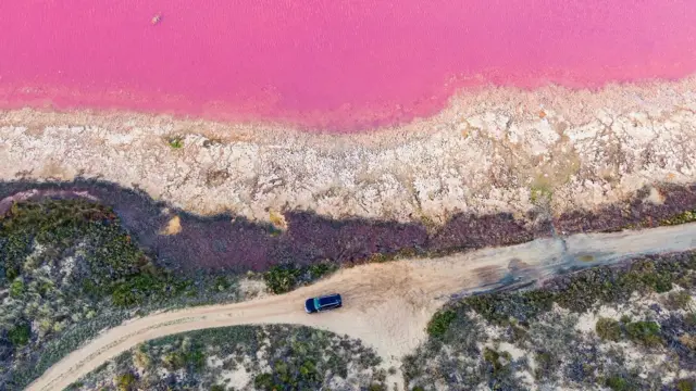 Lago rosa na Austrália