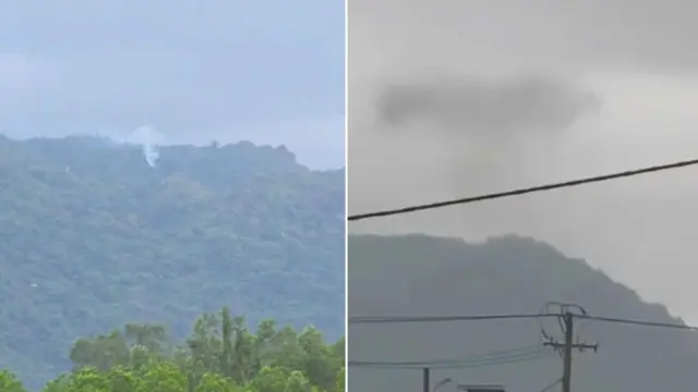 Khói bốc lên từ điểm rơi máy bay