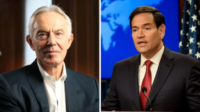 مارکو روبیو، وزیر امور خارجه این کشور و تونی بلر، نخست‌وزیر سابق بریتانیا