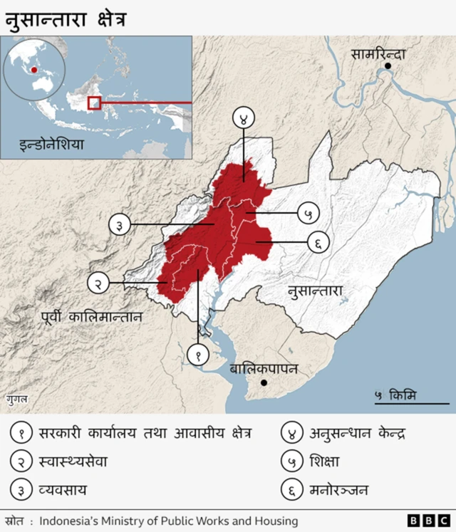 पूर्वी कालिमान्तान क्षेत्रको नक्सा