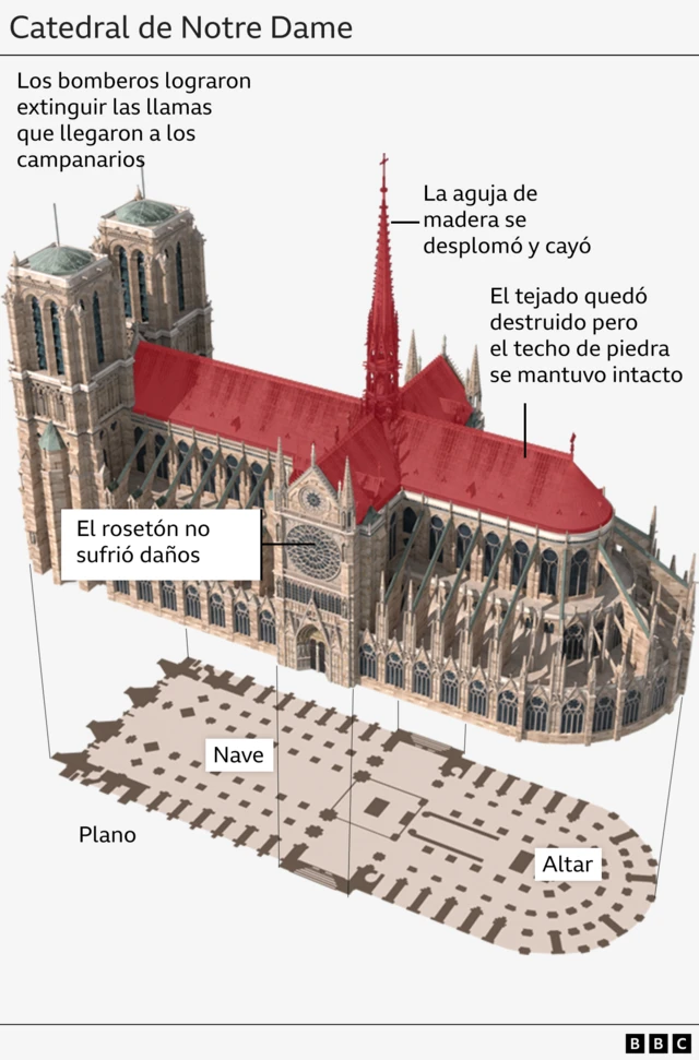 Gráfico sobre los daños a Notre Dame.