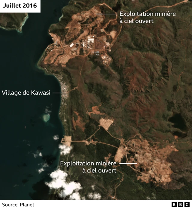 Carte satellite de l'île d'Obi en 2016
