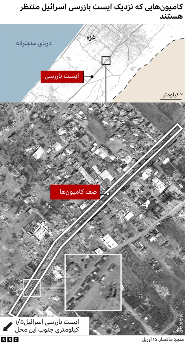 کامیون ها نزدیک غزه