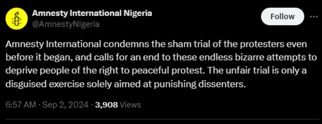 Amnesty international react