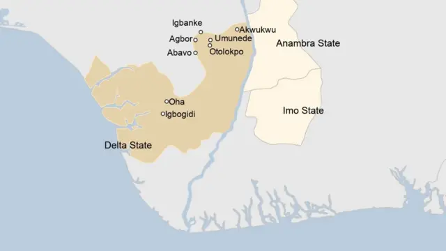 Mapụ ụfọdụ obodo ndị ndị n'Ika