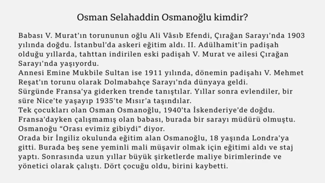 Osman Selahaddin Osmanoğlu kimdir?