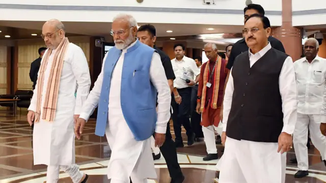 नरेंद्र मोदी, अमित शाह और बीजेपी अध्यक्ष जेपी नड्डा